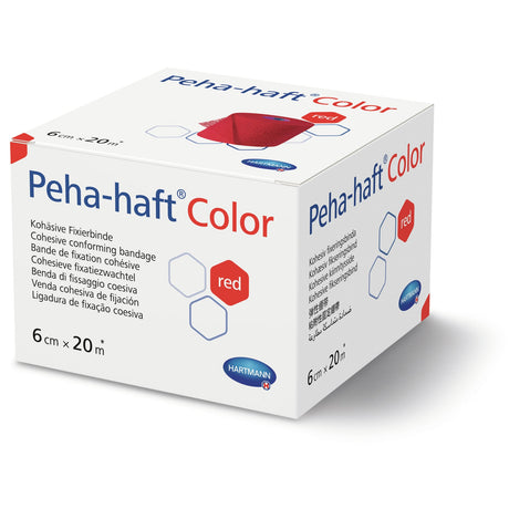 Hartmann Peha-haft kohäsive Fixierbinde 6 cm x 20 m, rot – Karton (24 Packungen à 1 Rolle)