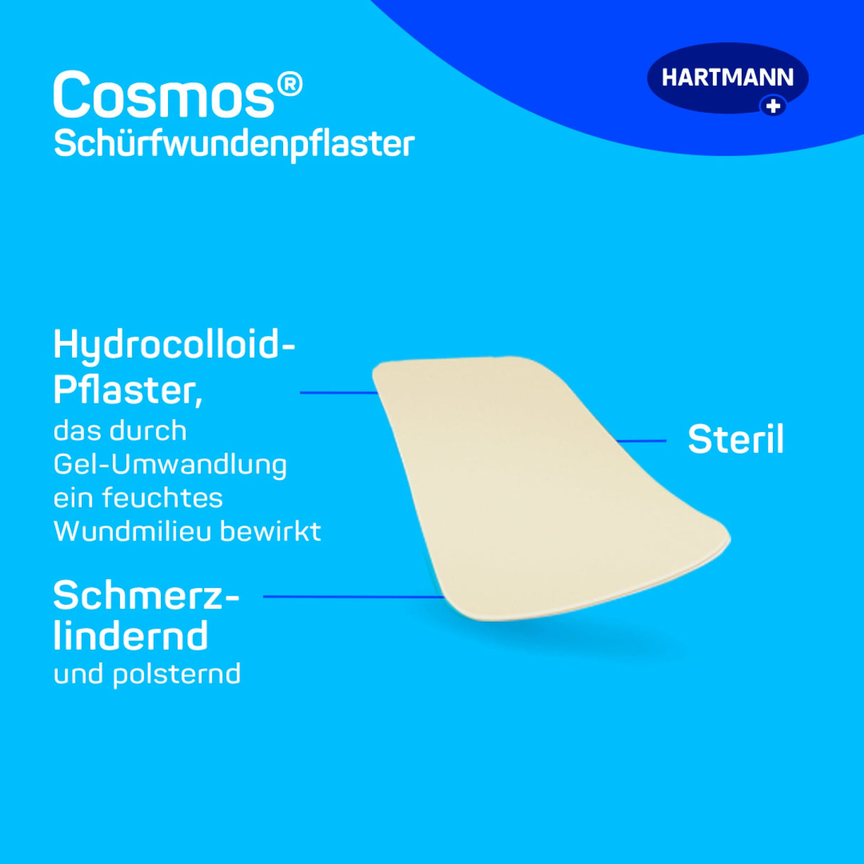 Hartmann Cosmos Schürfwundenpflaster, Hydrokolloid, flexibel – Ansicht 3
