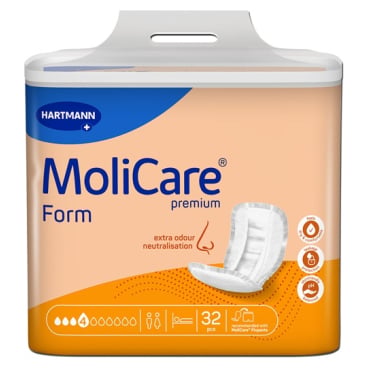 MoliCare Premium Form Inkontinenzvorlage, 4 Tropfen - 1 Karton = 4 Packungen à 32 Stück