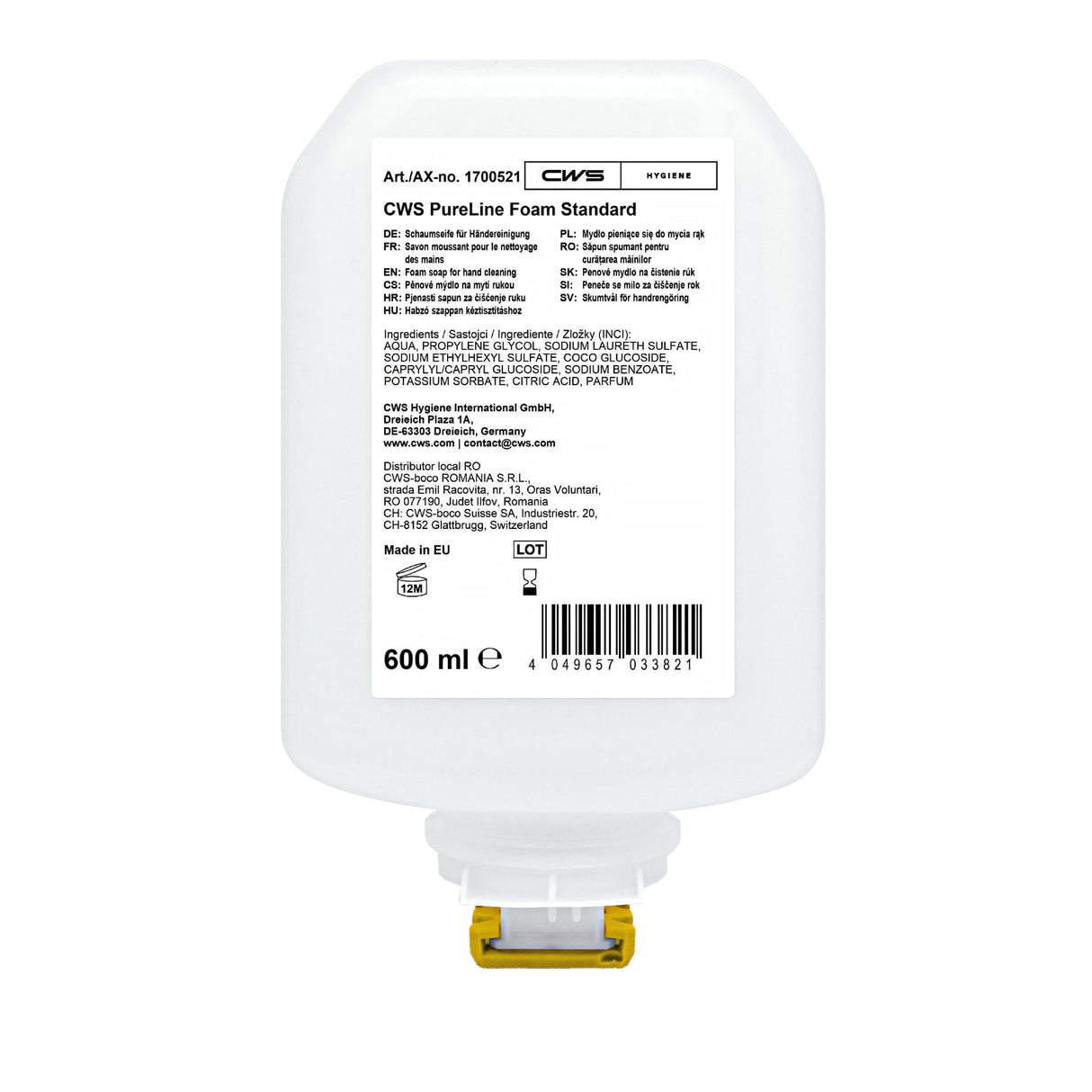 CWS PureLine Schaumseife, pH-hautneutral, dermatologisch getestet, frei von Erdöl
