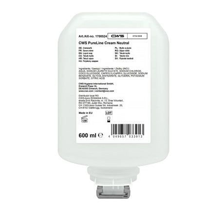 CWS PureLine Cream Neutral Seifencreme, pH-hautneutral, frei von Erdöl und Parfüm
