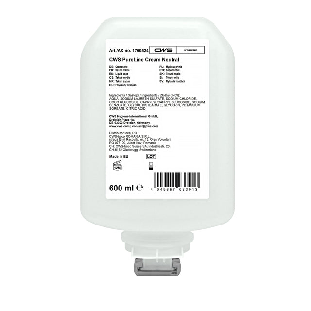 CWS PureLine Cream Neutral Seifencreme, pH-hautneutral, frei von Erdöl und Parfüm