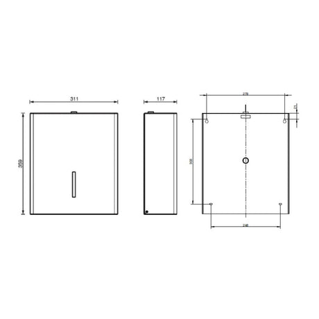 CWS ObjectLine Großrollen-Toilettenpapierspender, Edelstahl, für 26 cm Großrollen, mit Zylinderschloss – Ansicht 4