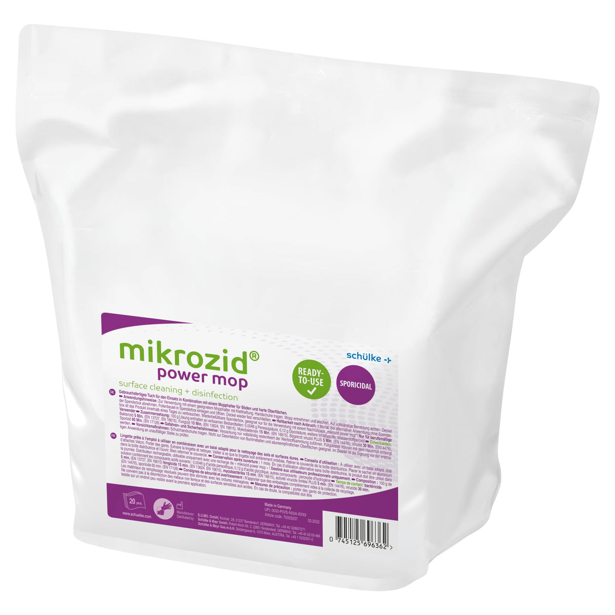 Schülke mikrozid power mop Refill, gebrauchsfertig – schnelltrocknend, VAH-zertifiziert