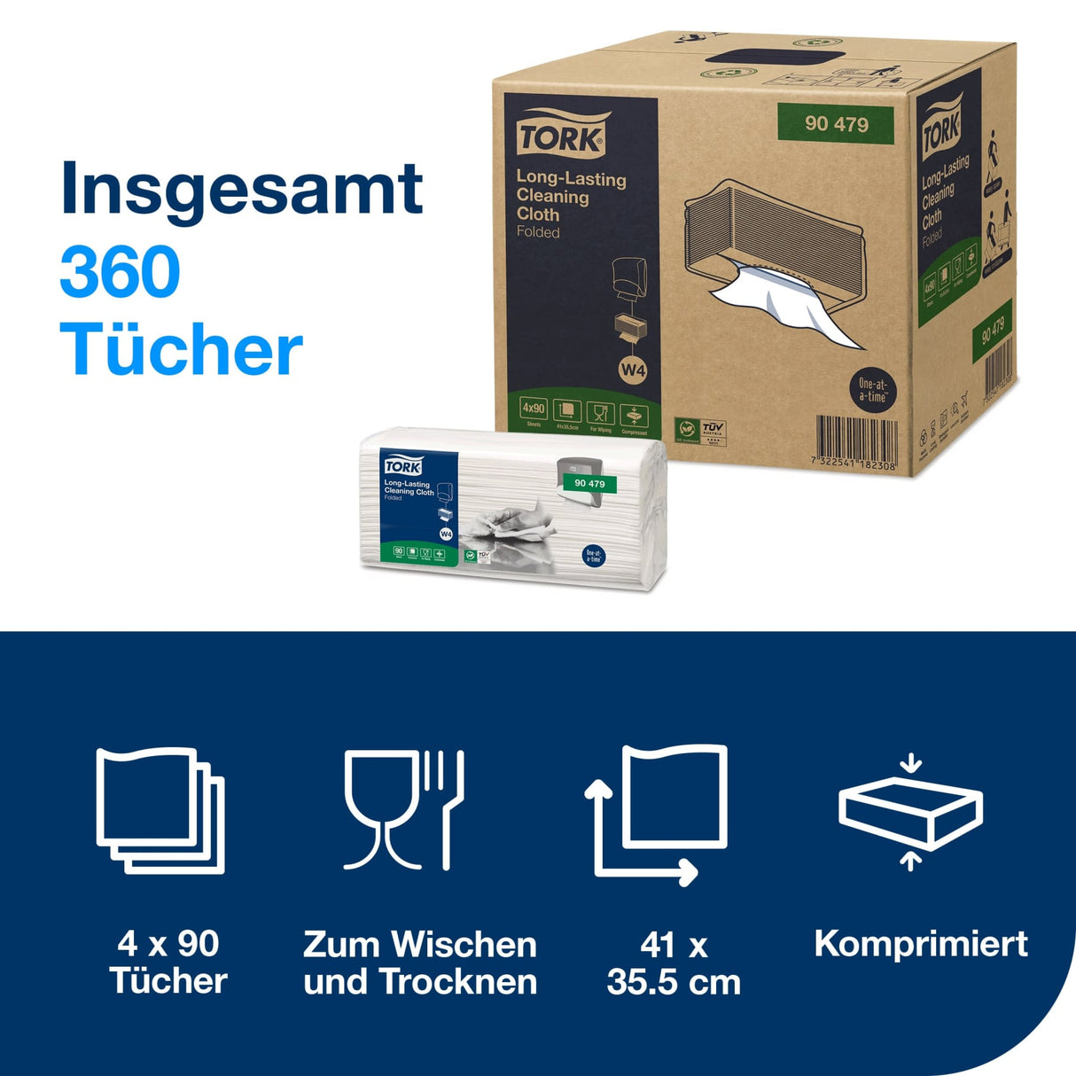 Tork Reinigungstücher W4, langlebig, 1-lagig, fusselarm – Ansicht 2