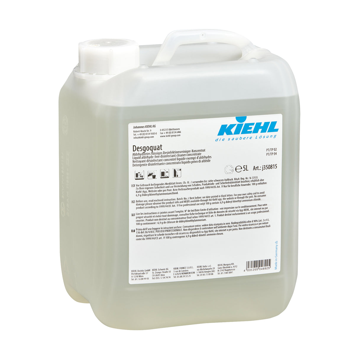 Kiehl Desgoquat Flächendesinfektion, geruchsneutral, Konzentrat – 5 Liter - Kanister