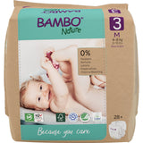 Bambo Nature Windeln, atmungsaktiv – Größe 3 (4–8 kg) – Packung = 28 Windeln