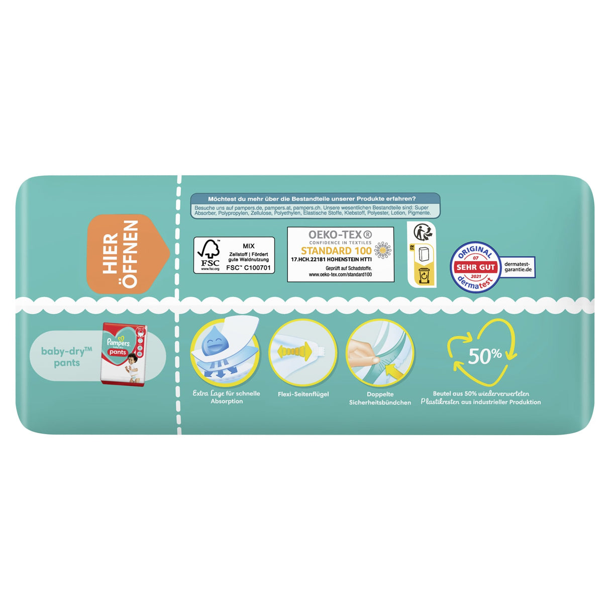 Pampers Baby Dry Windeln Größe 3 Midi, 6-10 kg – 3-fach-Schutz-System – Ansicht 4