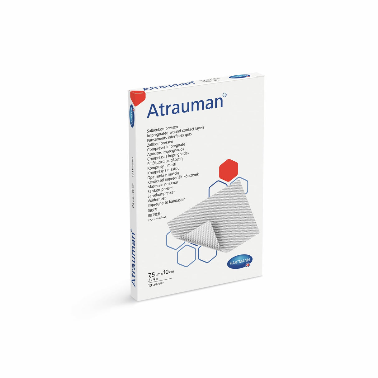 Hartmann Atrauman Salbenkompresse, wirkstofffrei, steril – 7,5 x 10 cm, 10 Stück