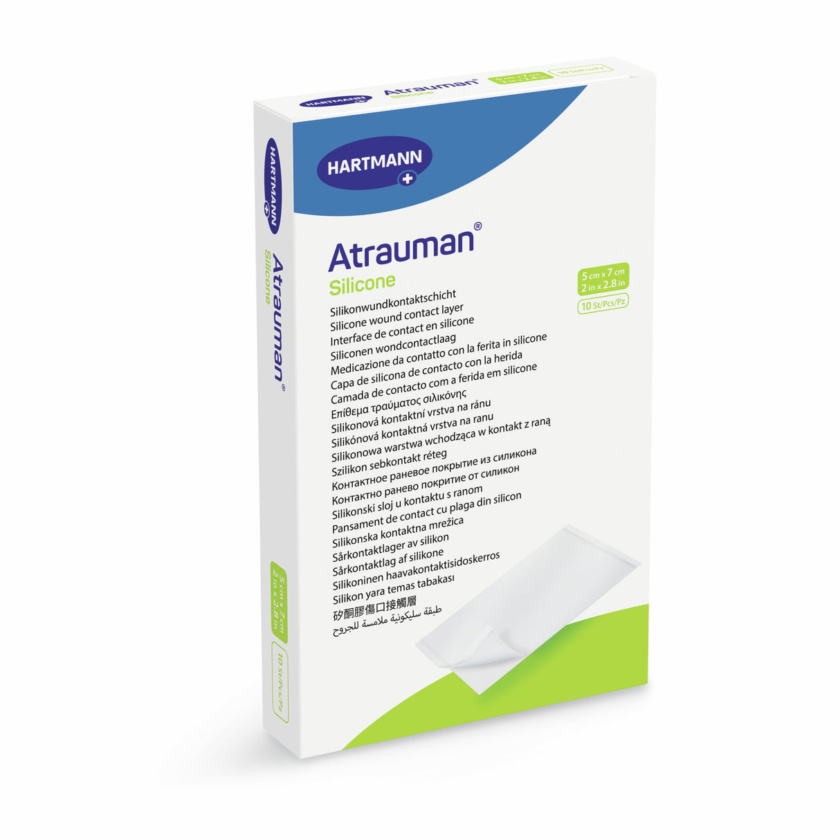 Hartmann Atrauman Silicone Wundauflage, silikonbeschichtet, steril – 5 x 7 cm (10 Stück)