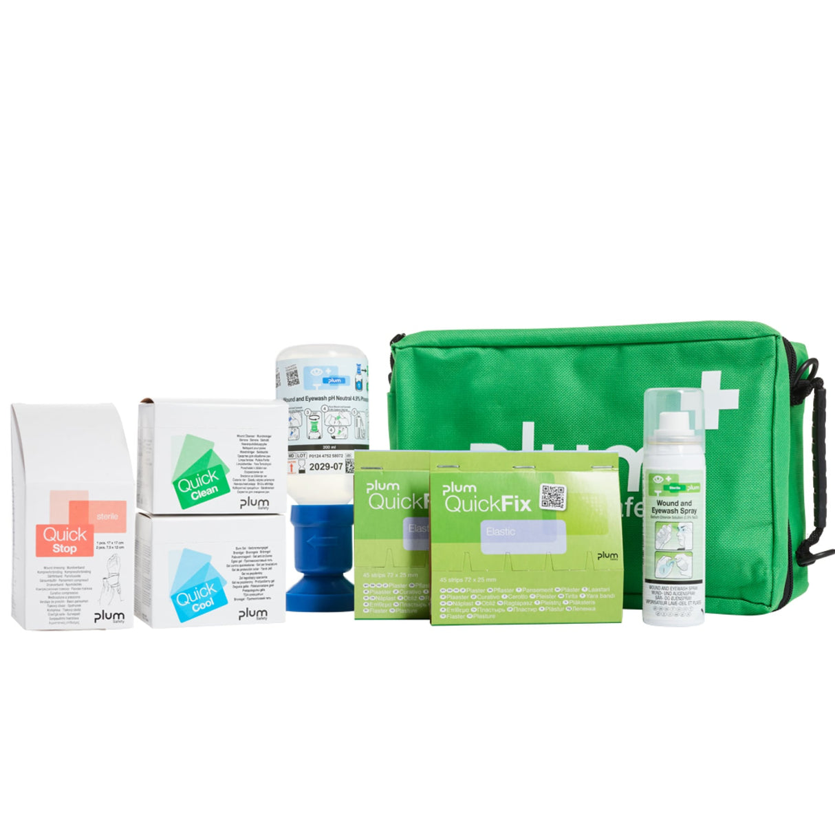 Plum First Aid Bag Industrial – 7-teiliges Erste-Hilfe-Set mit pH-neutraler Augenspülung