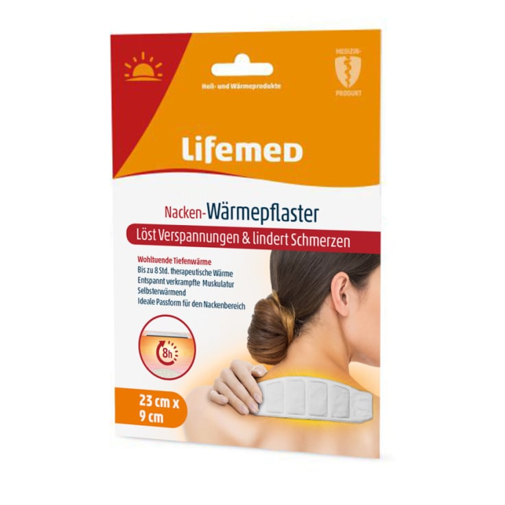 Lifemed Nacken-Wärmepflaster 23 cm x 9 cm – 1 Packung = 1 Stück, Farbe: weiß