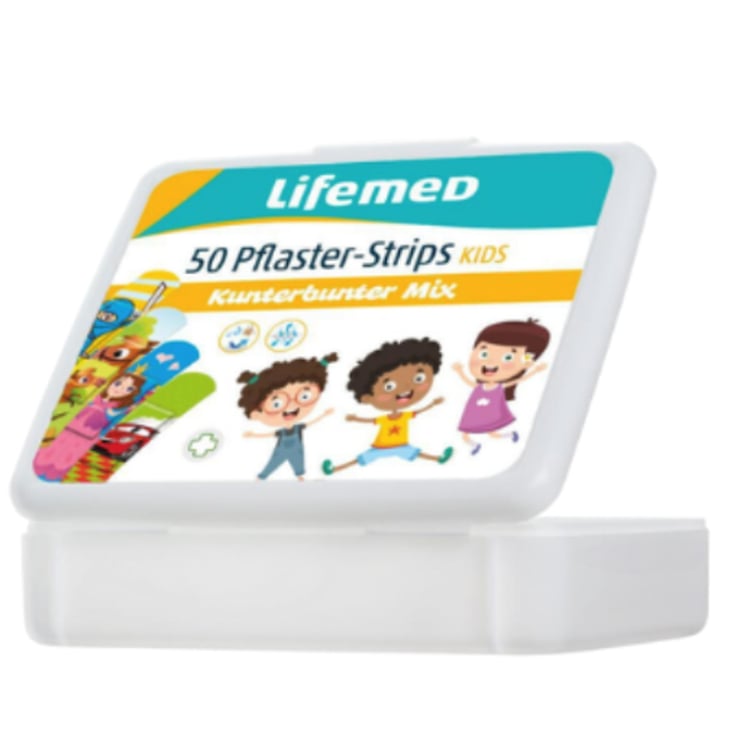 Lifemed Kinderpflaster Farbenmix Wundversorgung - 6 x 1,7 cm – 1 Packung = 50 Stück