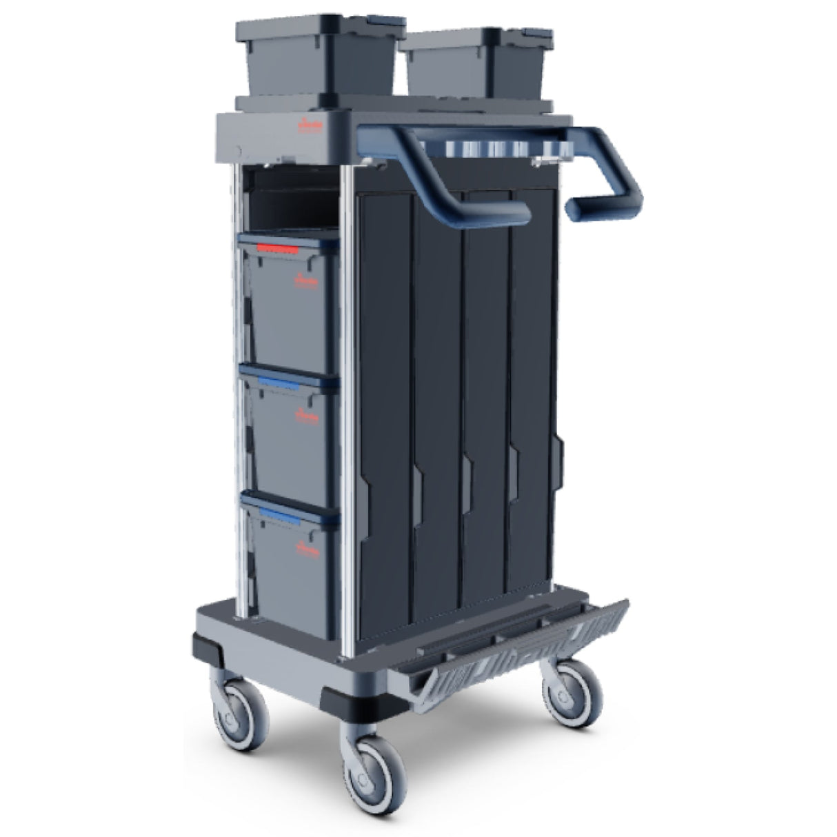 Vileda Professional Origo 2 A Reinigungswagen – kompakter Trolley mit Schienensystem, für begrenzten Lagerraum