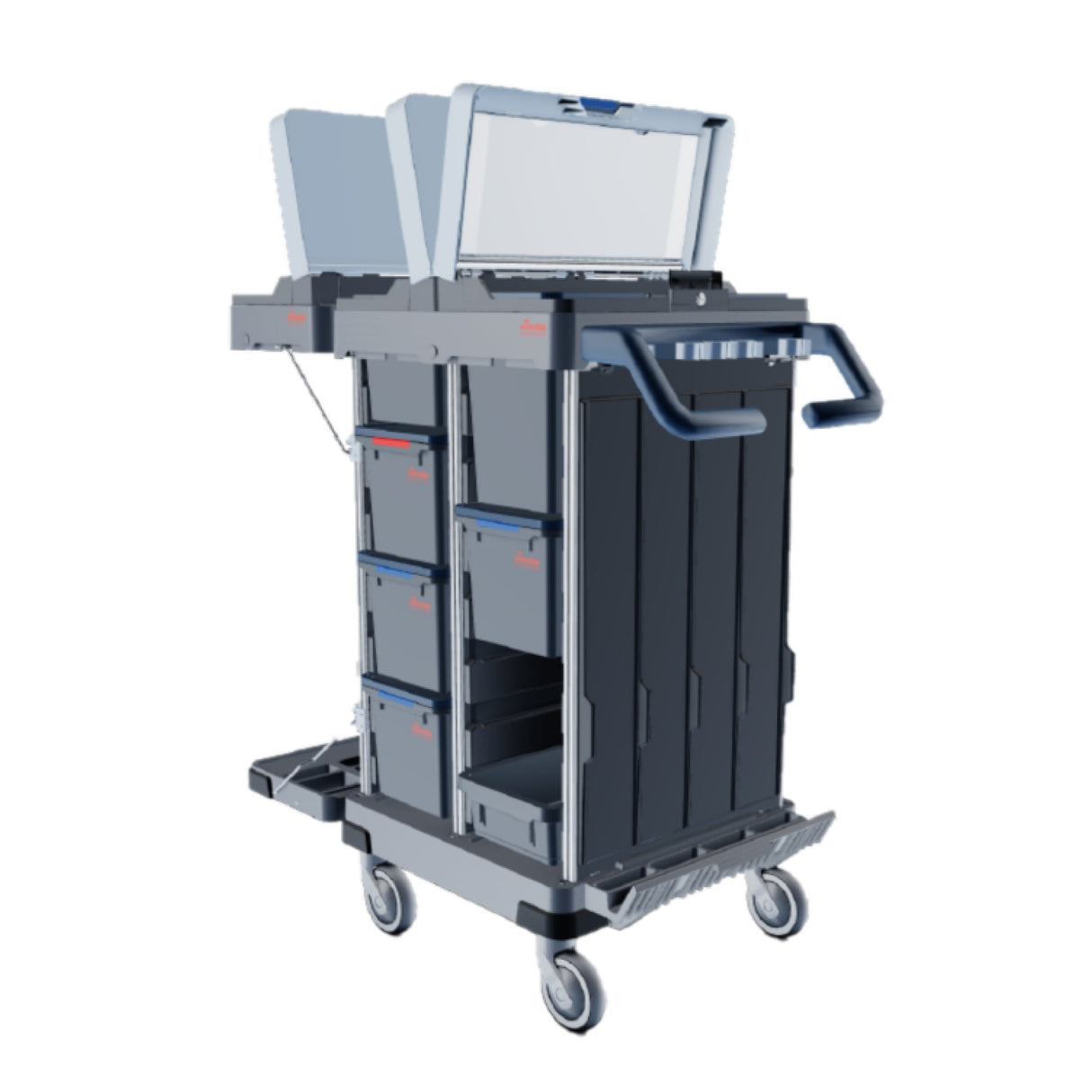 Vileda Professional Origo 2 CX Reinigungswagen – vielseitig, mit abklappbarem Abfallbereich