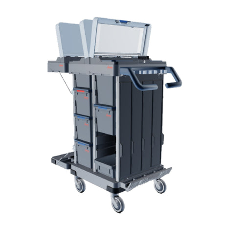 Vileda Professional Origo 2 CX Reinigungswagen – vielseitig, mit abklappbarem Abfallbereich