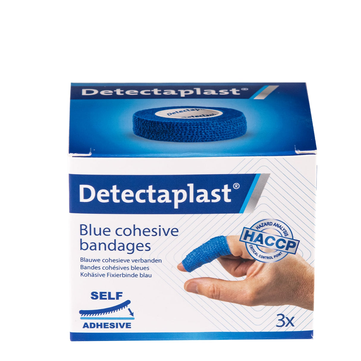 Detectaplast selbsthaftender Fixierverband, Polyester/Viskose – klebstofffrei, elastisch