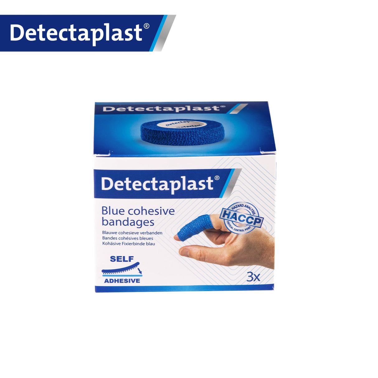Detectaplast selbsthaftender Fixierverband, Polyester/Viskose – klebstofffrei, elastisch – Ansicht 2