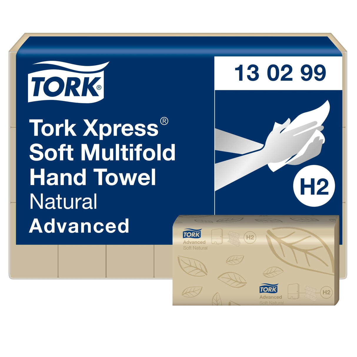 Tork Xpress Falthandtücher, 2-lagig, natur, H2 – 21,3 x 24 cm