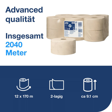 Tork Mini Jumbo Toilettenpapier T2, 2-lagig, natur – Ansicht 2