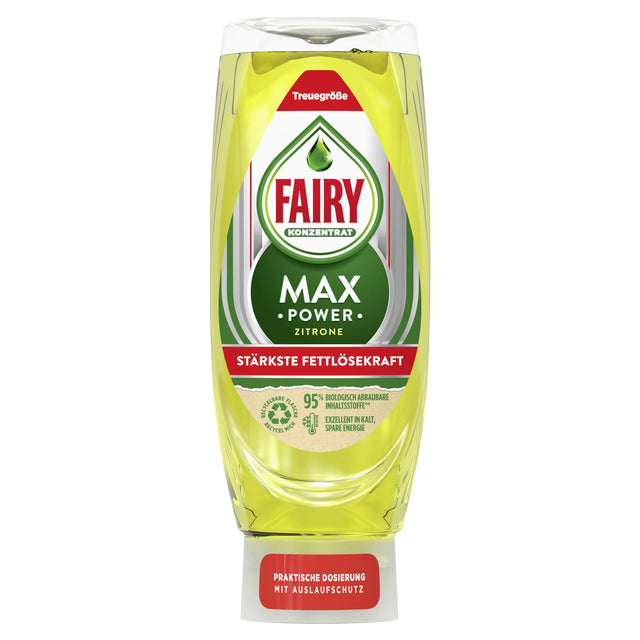 Fairy Konzentrat Max Power Spülmittel, Zitrone – hochkonzentriert gegen hartnäckiges Fett