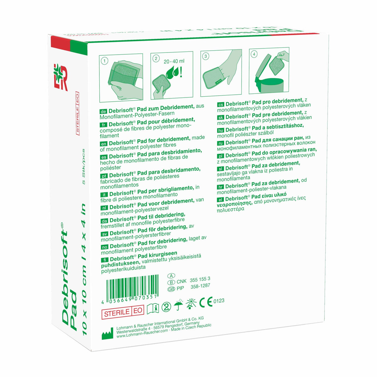 Lohmann & Rauscher Debrisoft Debridement Pad mit Grifftasche, steril, 10 x 10 cm – Ansicht 9