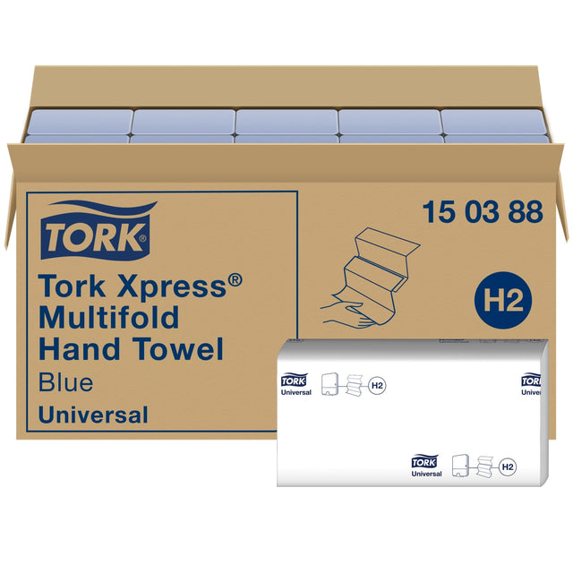 Tork Xpress Multifold Papierhandtücher, 2-lagig, blau, H2 – 23,4 x 21,3 cm