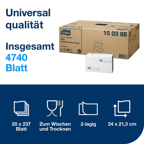 Tork Xpress Multifold Papierhandtücher, 2-lagig, blau, H2 – 23,4 x 21,3 cm – Ansicht 2