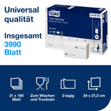 Tork Xpress Multifold Papierhandtücher, 2-lagig, weiß, H2 – 24 x 21,3 cm – Ansicht 2