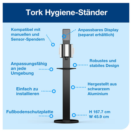 Tork Hygienesäule für Desinfektionsmittel und Tücher, schwarz, S1/S4/F1 – Ansicht 4