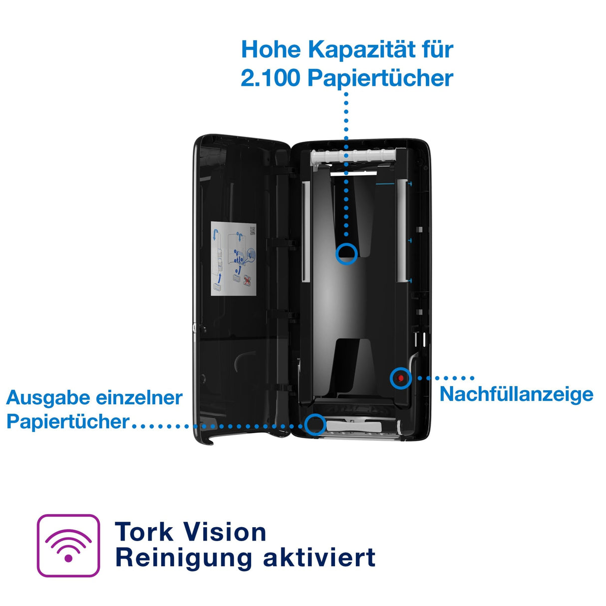 Tork PeakServe Papierhandtuchspender mit hoher Kapazität, H5 – Ansicht 9