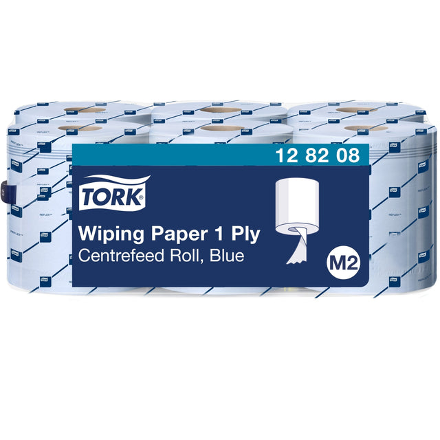 Tork Papierwischtücher M2, 1-lagig, blau, streifenfrei