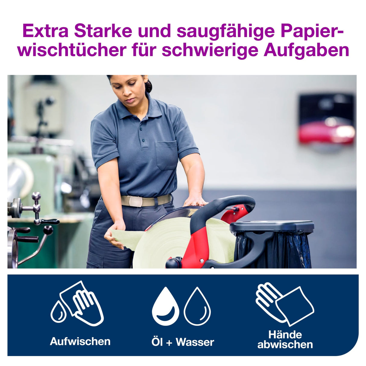 Tork Industrie Papierwischtücher W1, 3-lagig, grün – Ansicht 6
