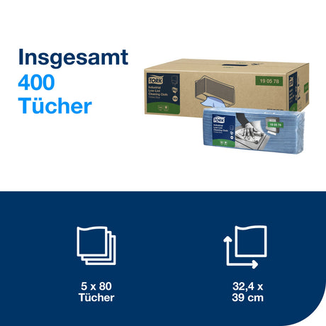 Tork Industrie Reinigungstücher W4, 1-lagig, blau – Ansicht 2