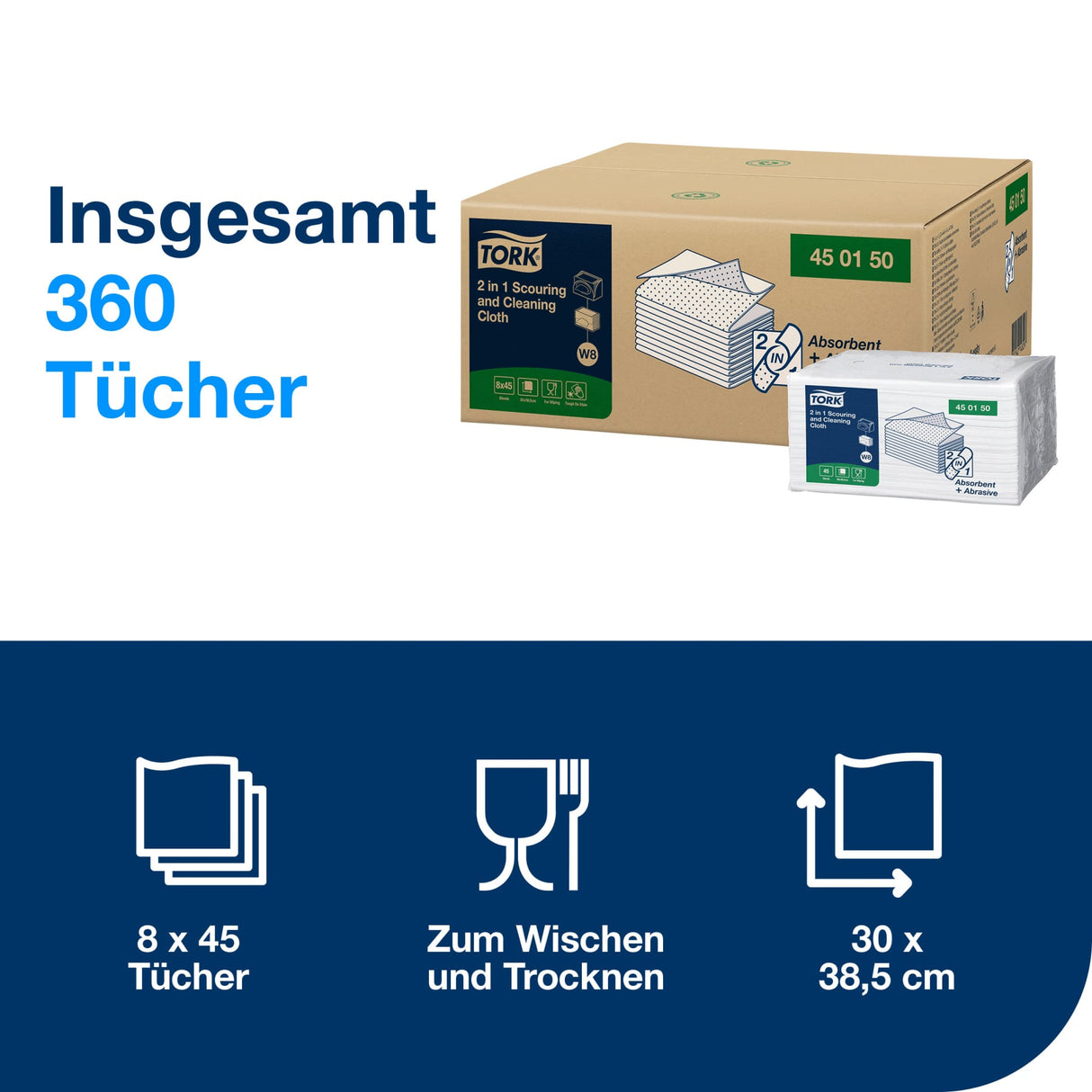 Tork 2-in-1 Scheuer- und Reinigungstuch W8, weiß – Ansicht 3