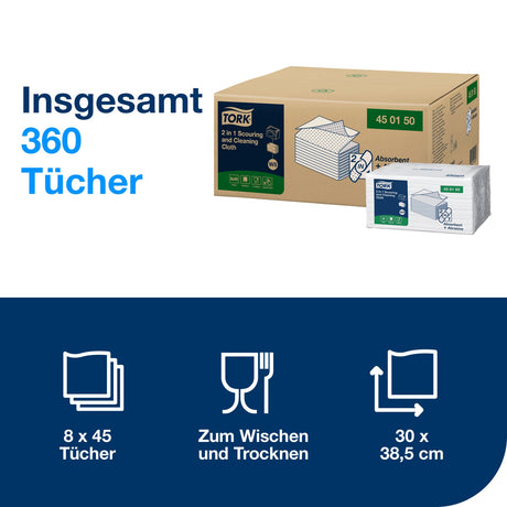 Tork 2-in-1 Scheuer- und Reinigungstuch W8, weiß – Ansicht 3