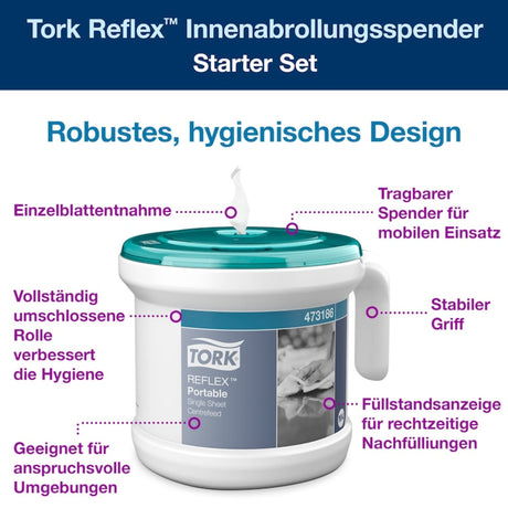 Tork Reflex Tragbarer Innenabrollungsspender M4, mit stabilem Tragegriff – Ansicht 3