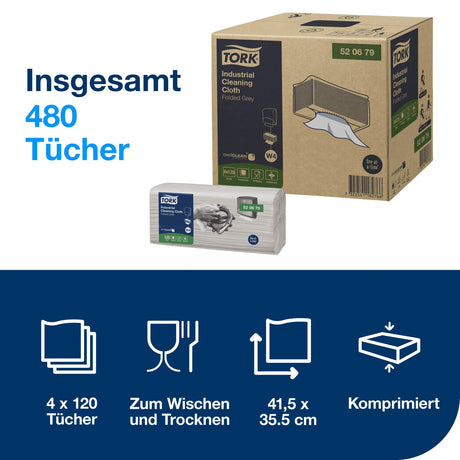 Tork Industrie Reinigungstücher W4, 1-lagig – Ansicht 2