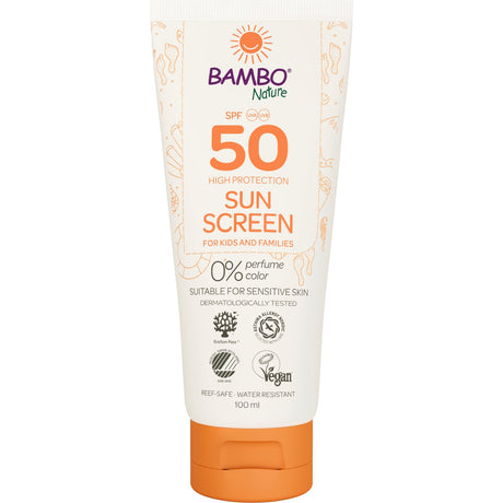 Bambo Nature Sonnencreme LSF 50, 23 % Lipide – Karton = 6 Tuben × 100 ml
