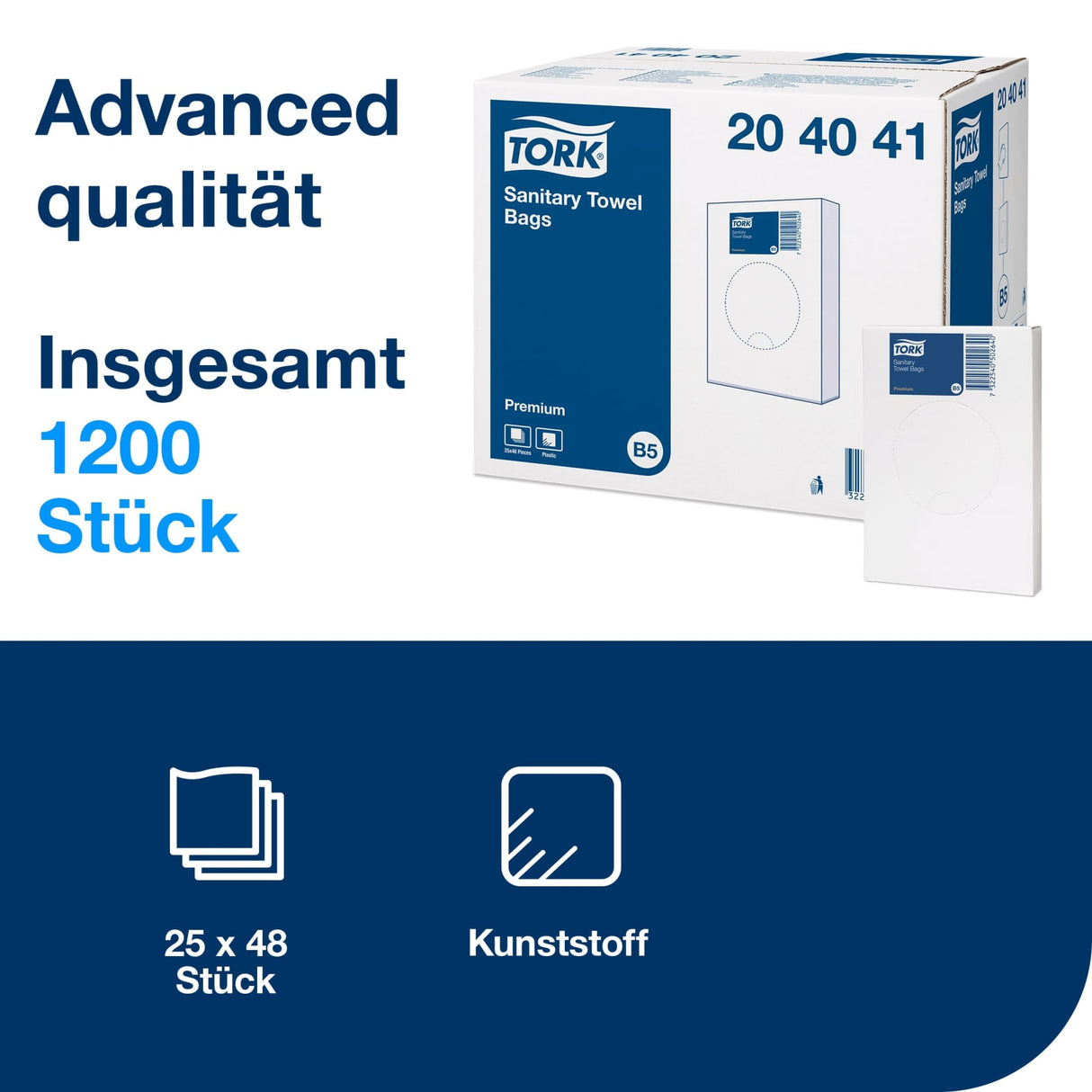 Tork Hygienebeutel B5, weiß, hygienisch verpackt – Ansicht 2
