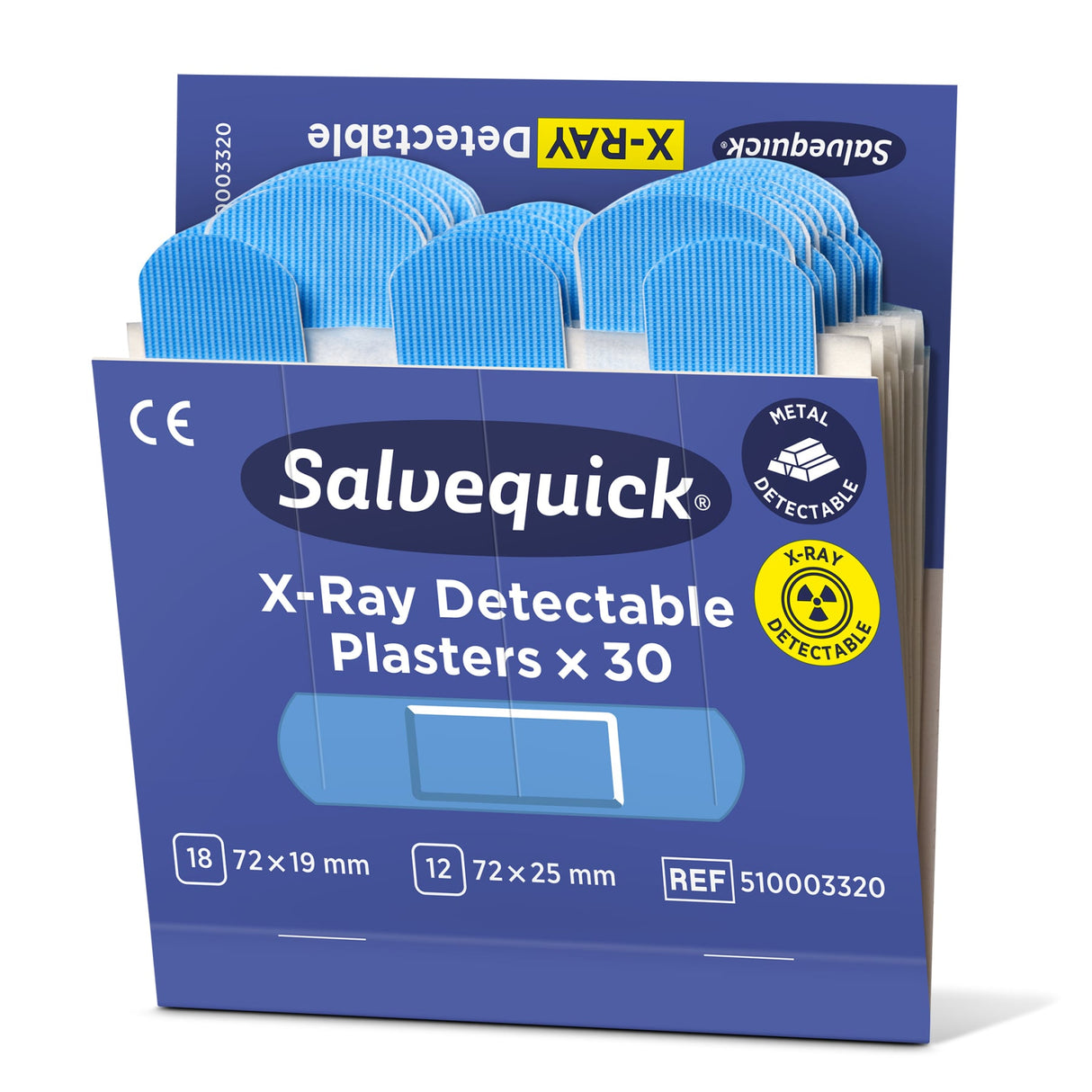 Cederroth Salvequick Blue X-Ray Detectable Pflaster, röntgen- und metalldetektierbar