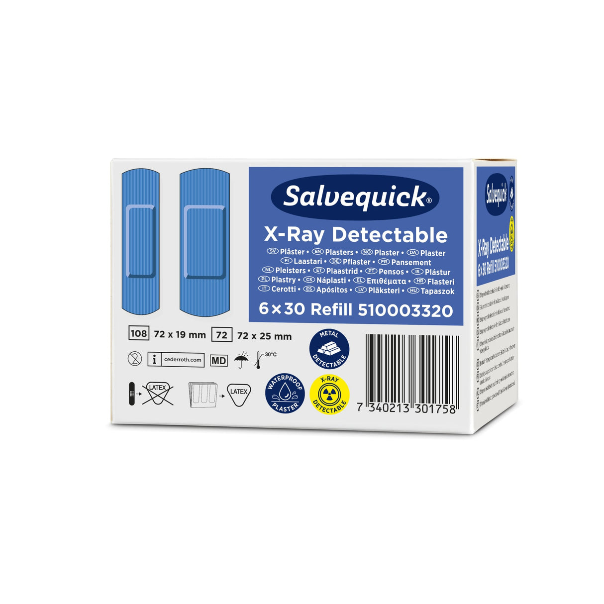 Cederroth Salvequick Blue X-Ray Detectable Pflaster, röntgen- und metalldetektierbar – Ansicht 3