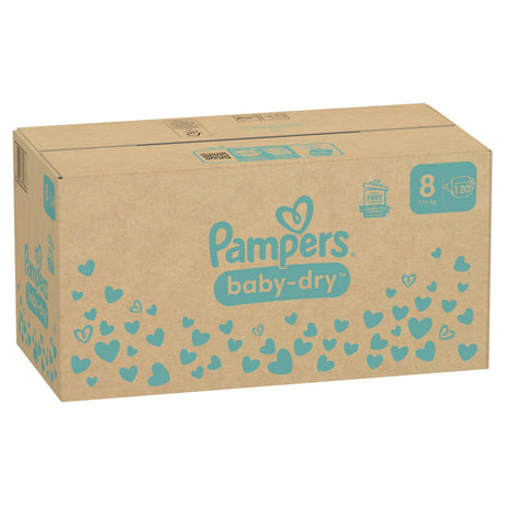 Pampers Baby Dry Windeln Größe 8 Extra Large, ab 17 kg – doppeltes Sicherheitsbändchen