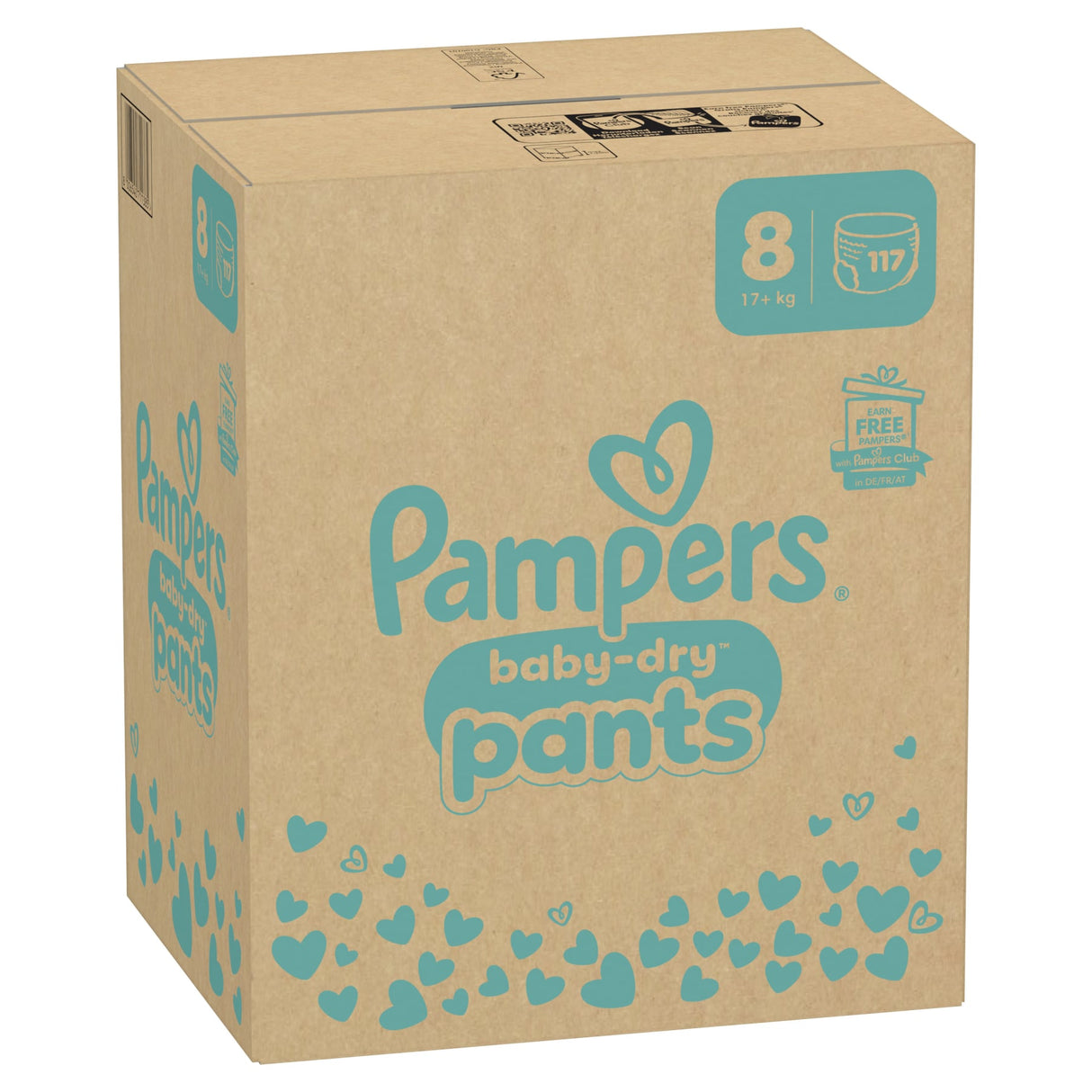 Pampers Baby Dry Pants Höschenwindeln Größe 8 Extra Large, ab 17 kg – 360°-Bauchbündchen