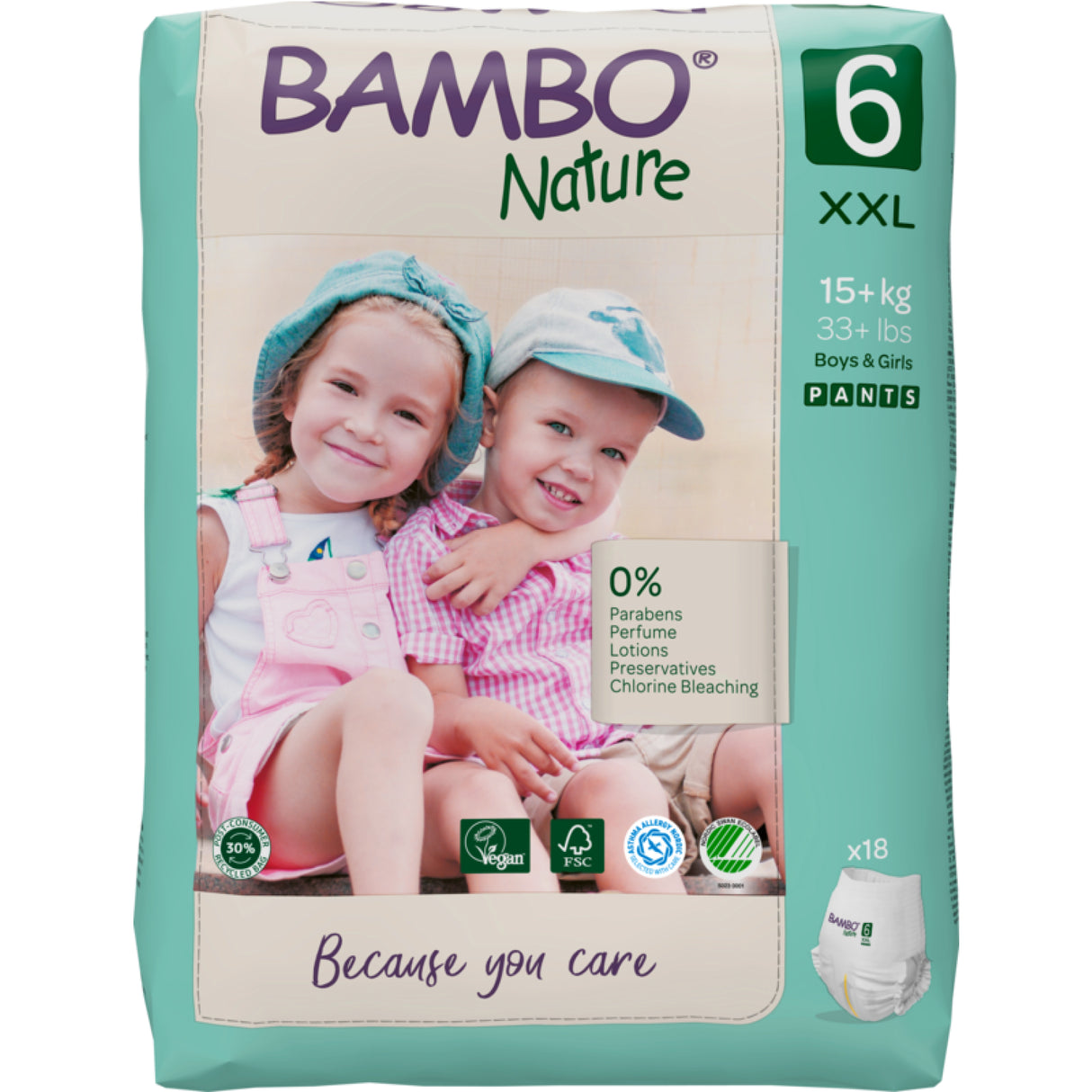 Bambo Nature Pants Windeln, atmungsaktiv – Größe 6 (15+ kg) – Karton = 5 Packungen × 18 Stück