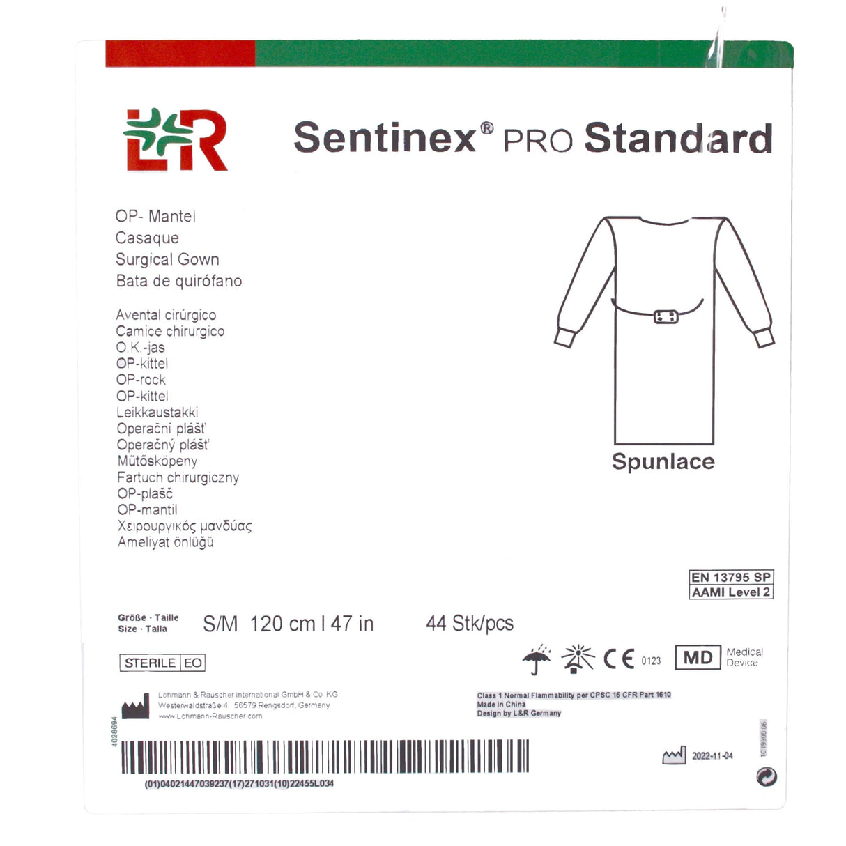 Lohmann & Rauscher Sentinex PRO OP Mantel Standard Spunlace, steril, mit Einschlag – Ansicht 5