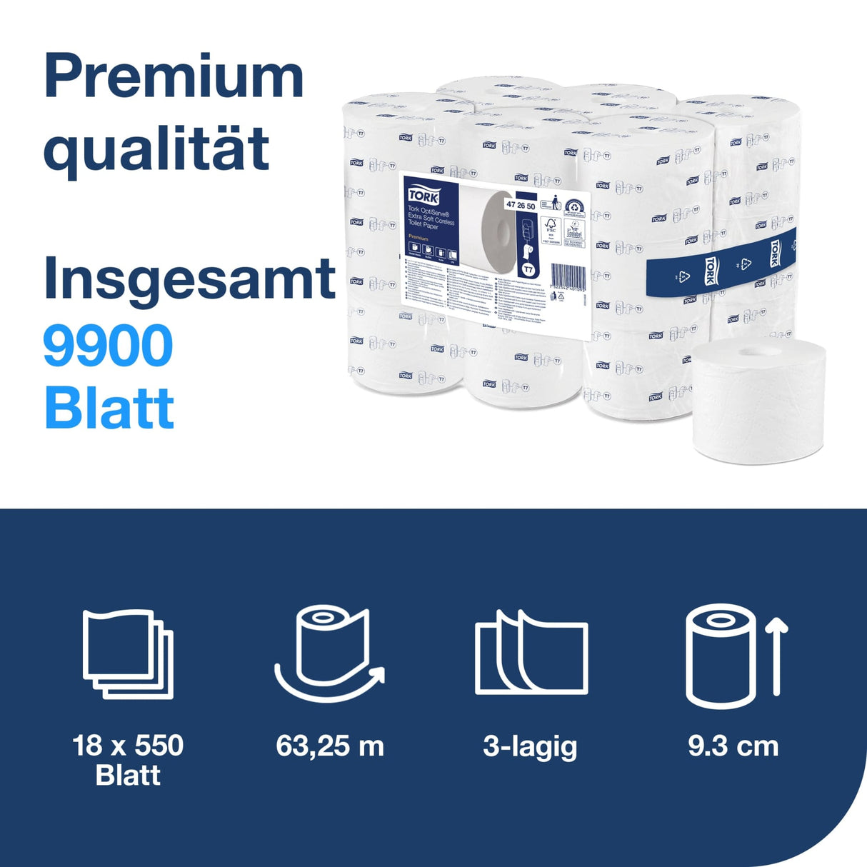 Tork OptiServe Coreless Toilettenpapier, 3-lagig, weiß, hülsenlos – Ansicht 2
