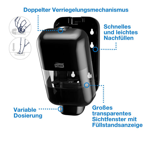 Tork Mini Seifen- und Desinfektionsmittelspender S5, mit Sichtfenster – Ansicht 9