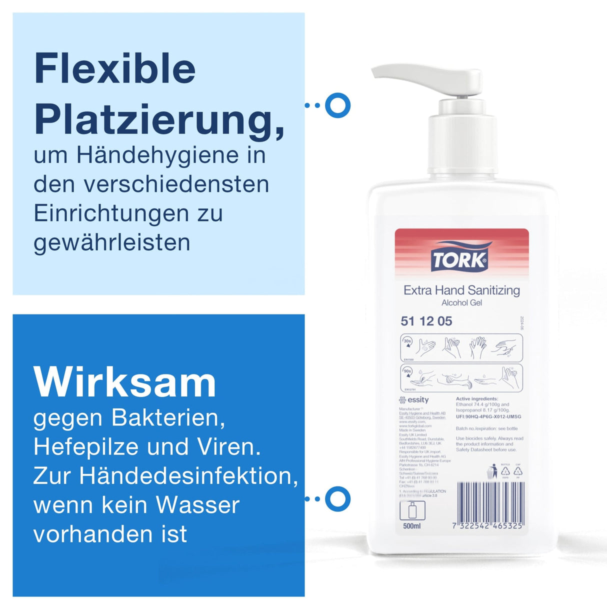 Tork Extra Händedesinfektionsgel Alkohol, für den Einsatz im Gesundheitswesen – Ansicht 15