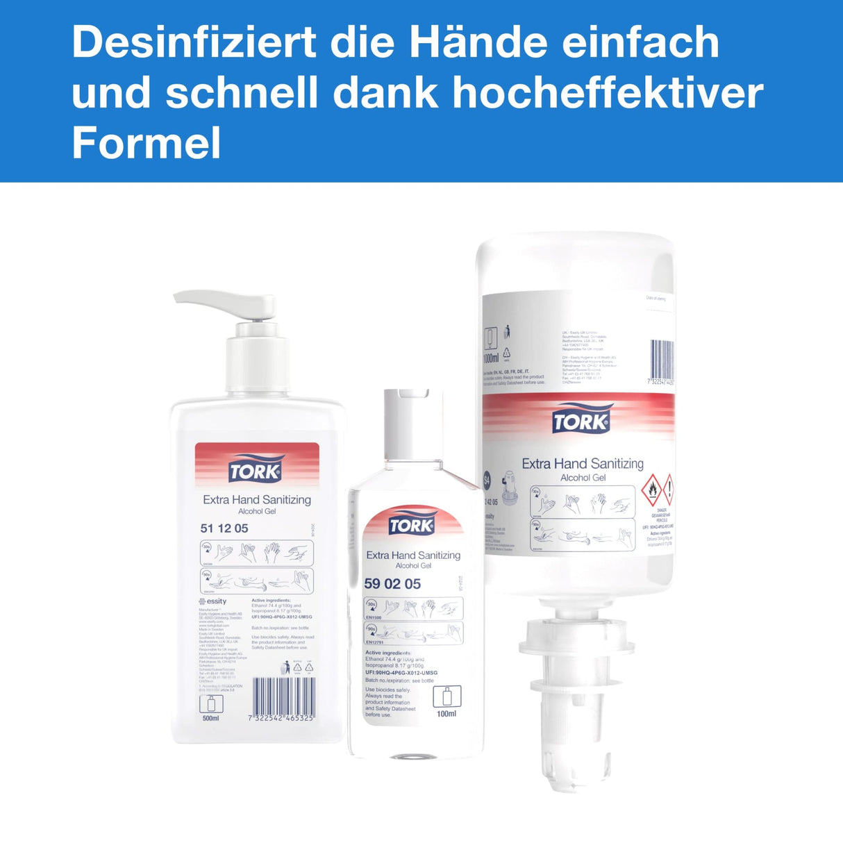 Tork Extra Händedesinfektionsgel Alkohol, für den Einsatz im Gesundheitswesen – Ansicht 6